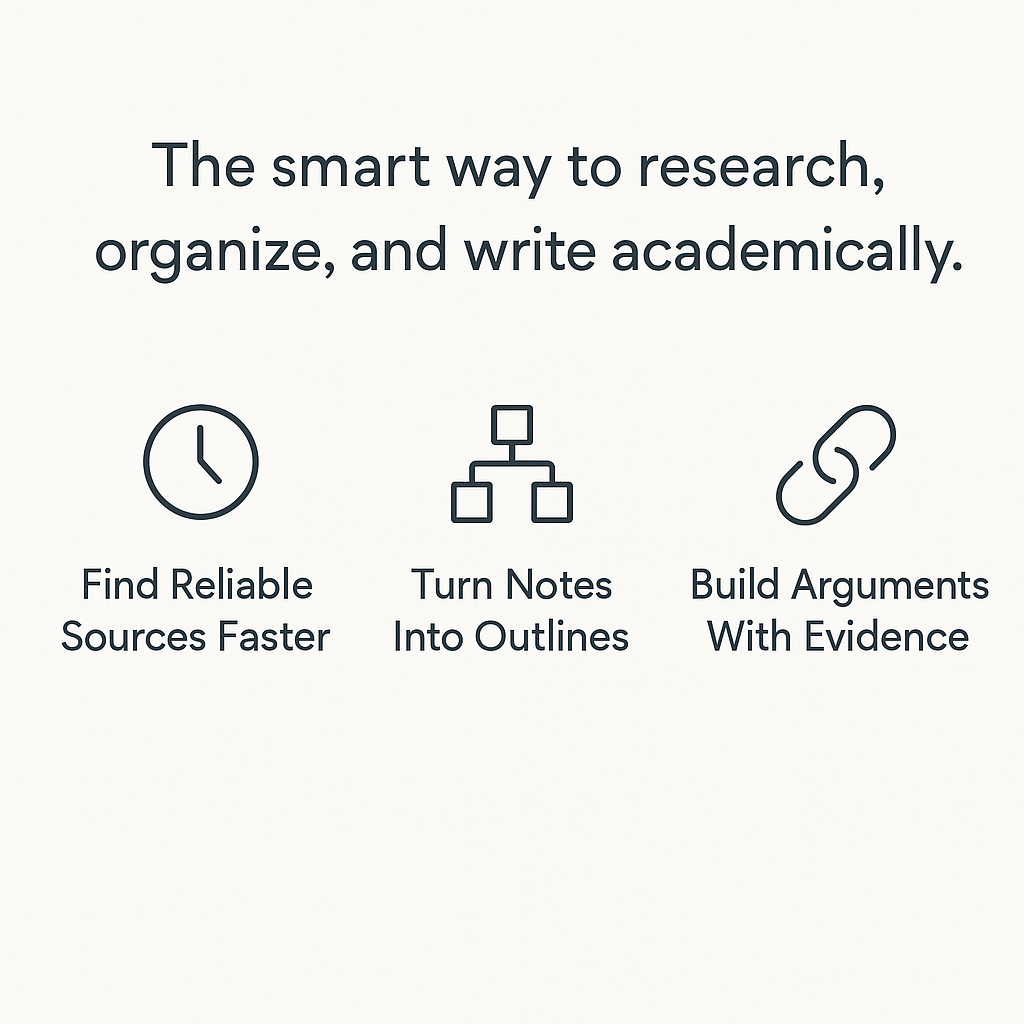 Benefits of the Research Helper Pack – find reliable sources faster, turn notes into outlines, and build arguments with evidence.