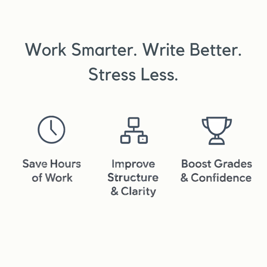 Benefits of the Essay AI Study Bundle – save hours of work, improve structure and clarity, boost grades and confidence.