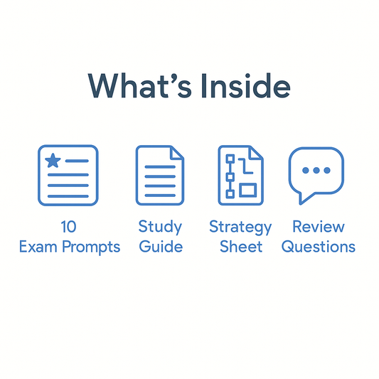 What’s inside the Exam Shortcut Pack – includes 10 AI exam prompts, study guide, strategy sheet, and review questions.